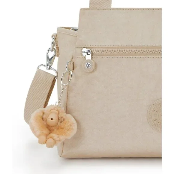 Metallic Shoulder Bag Womens Recycled Nylon Adjustable Strap Zipper Closure - Picture 5 of 5